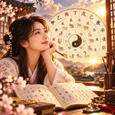 창가에서 만세력을 펼쳐 보는 사람